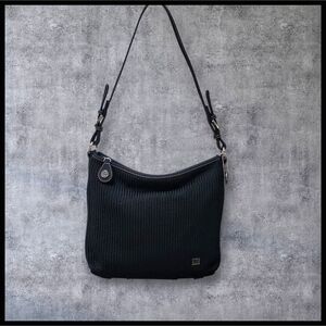 THE SAK Woven Knit Y2K Zipper Shoulder Bag Purse Black Green Blue Diamond Lining